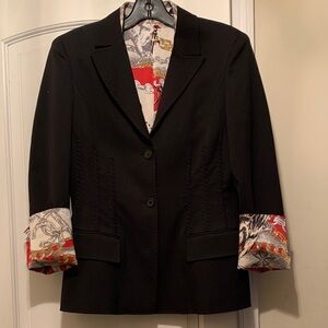 Roberto Cavalli Black Blazer with Vibrant Lining
